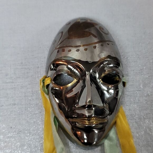 Vintage Solid Brass Set Of Theater Mask - Picture 3 of 8